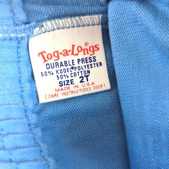 Vintage Tog-a-longs Shorts Children's Sz 2T Blue Track Shorts 80s - Picture 3 of 3
